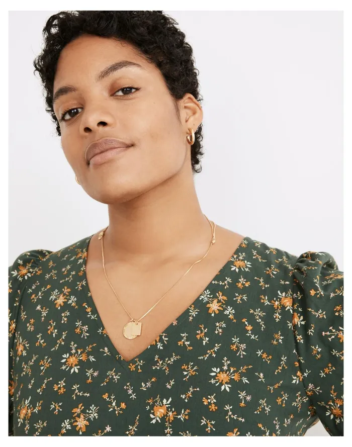Etched Coin Long Pendant Necklace Vintage Gold Women Madewell Necklaces Etched Coin Long Pendant Necklace Vintage Gold Women Madewell Necklaces