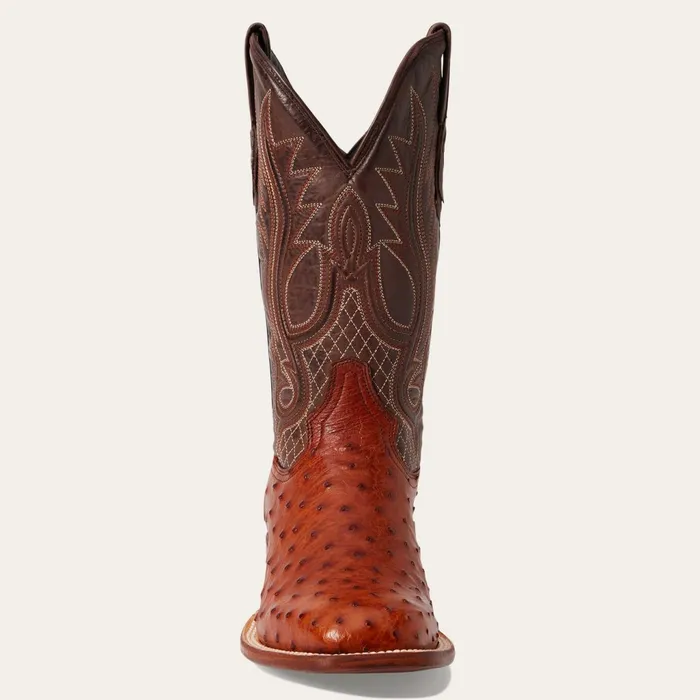 Exotics Men Stetson Ozzy Ostrich Boot Brown