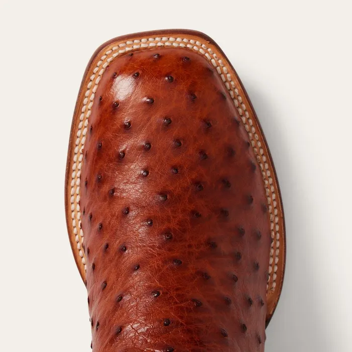 Exotics Men Stetson Ozzy Ostrich Boot Brown