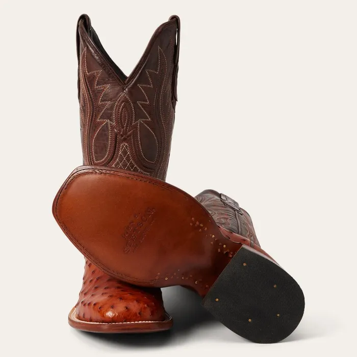 Exotics Men Stetson Ozzy Ostrich Boot Brown