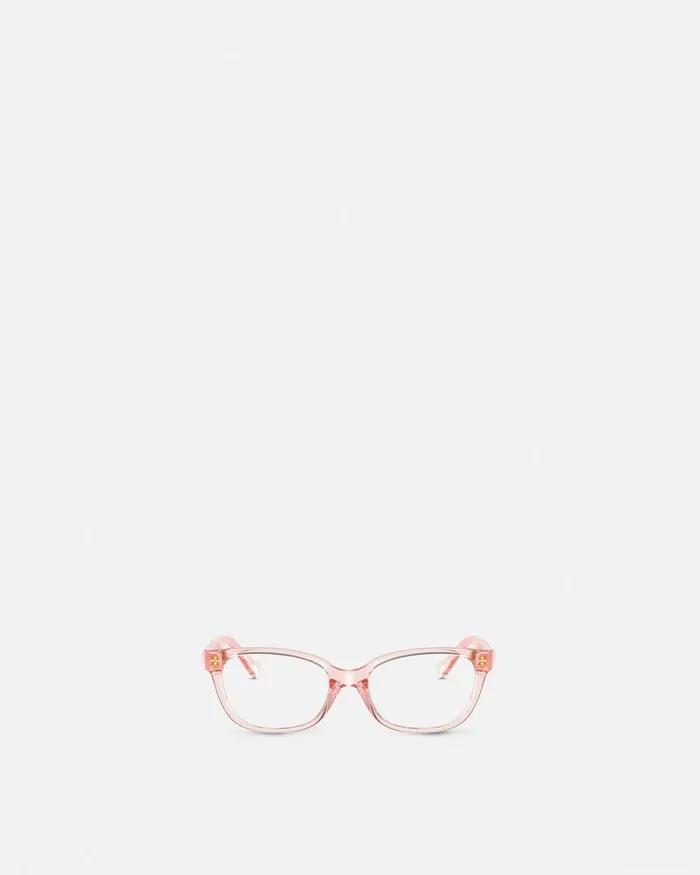 Eyewear Kids Versace Medusa Plaque Rectangular Glasses Light Pink