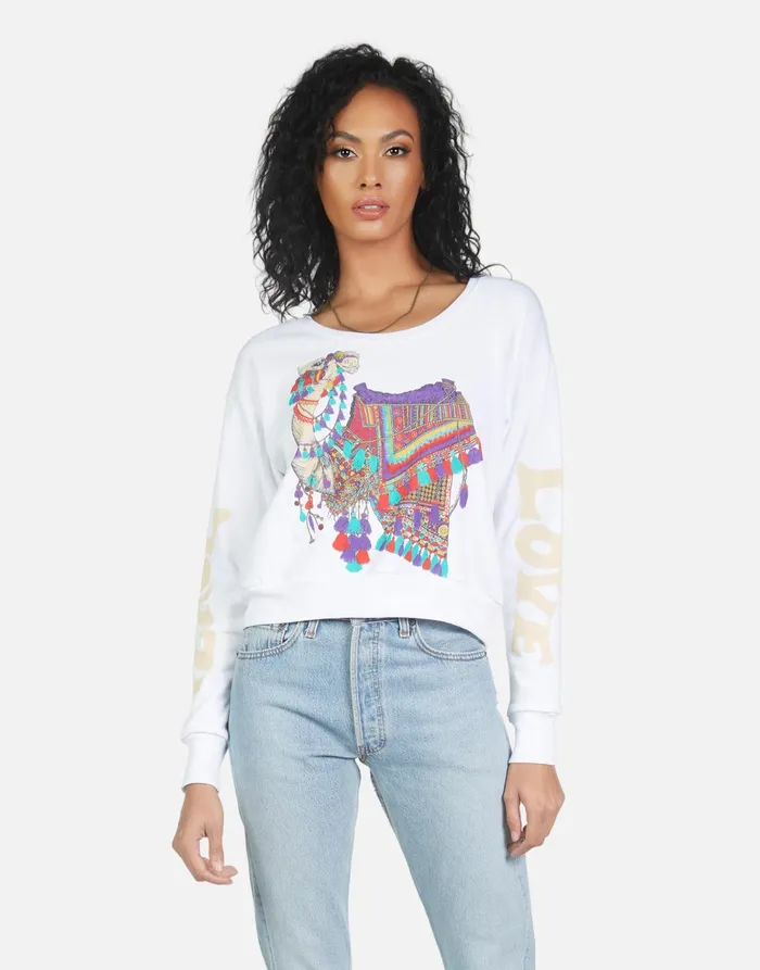 Farrah Peace Love Camel White Women039s Lauren Moshi Long Sleeve