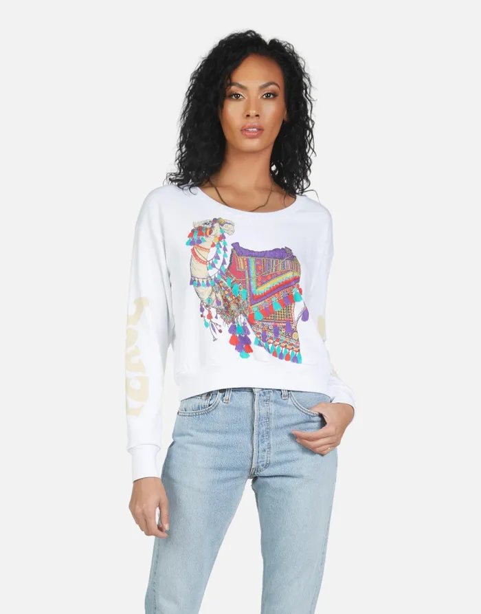 Farrah Peace Love Camel White Women039s Lauren Moshi Long Sleeve