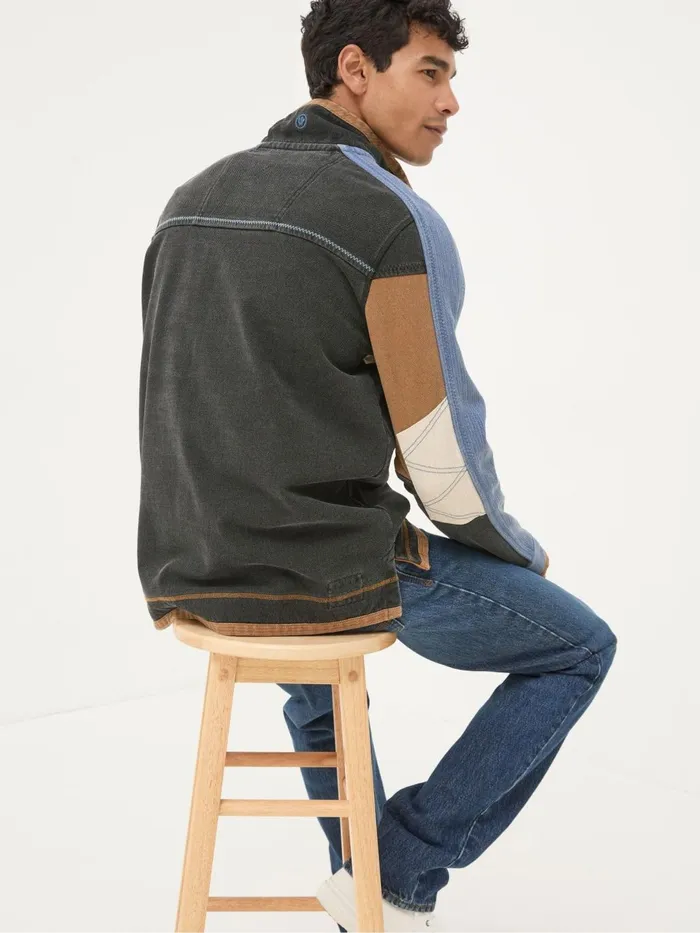 Fat Face Airlie Washed Black Panel Sweatshirt Men Sweatshirts and Hoodies