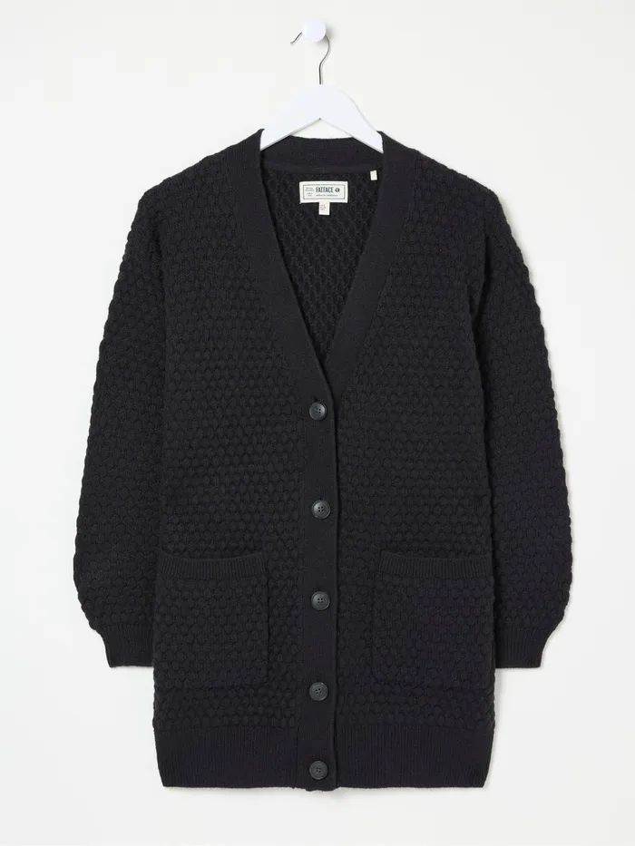Fat Face Ali Black VNeck Cardigan Women Knitwear