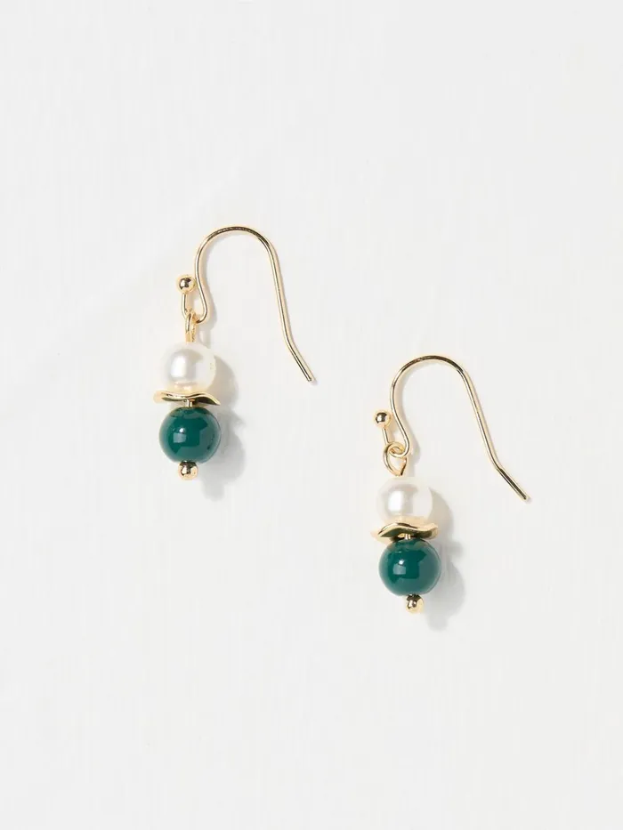 Fat Face Bead Gold Tone Pearl Earrings Women Jewellery