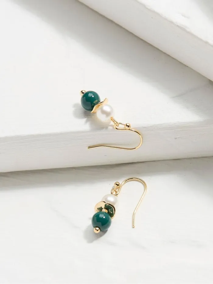 Fat Face Bead Gold Tone Pearl Earrings Women Jewellery