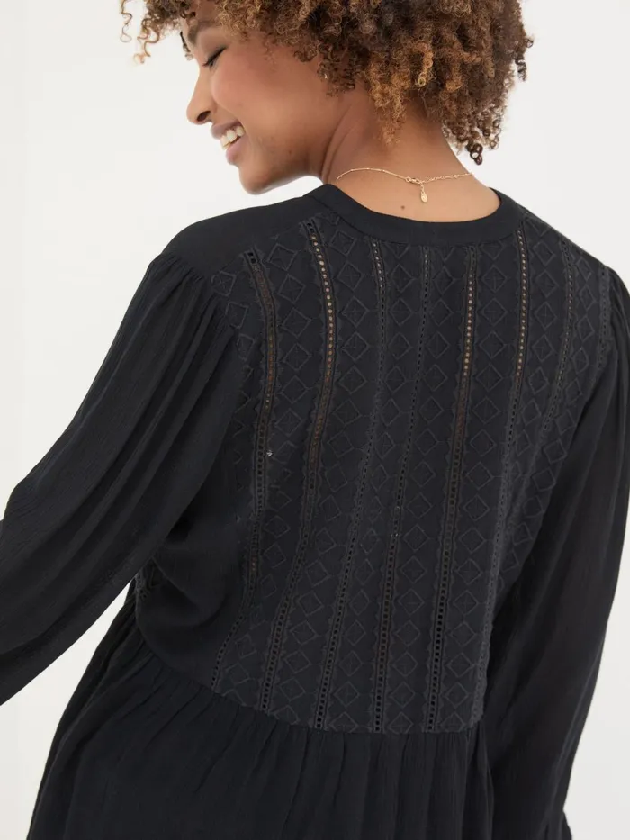 Fat Face Black Lou Embroidered Blouse Women Shirts and Blouses