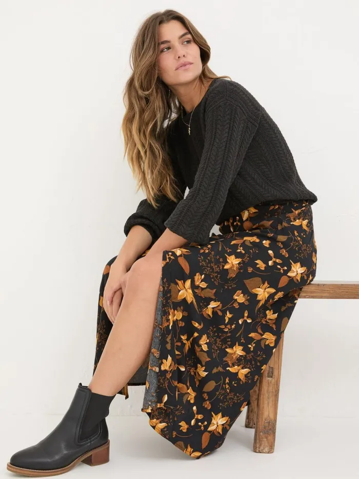 Fat Face Black Willa Floral Skirt Women Skirts Fat Face Black Willa Floral Skirt Women Skirts