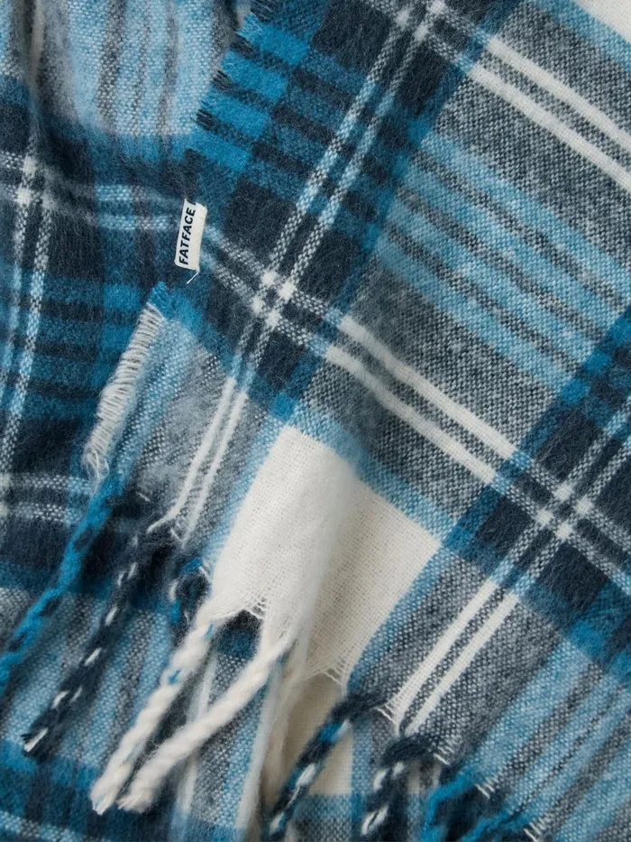 Fat Face Blue Betty Check Scarf Women Scarves