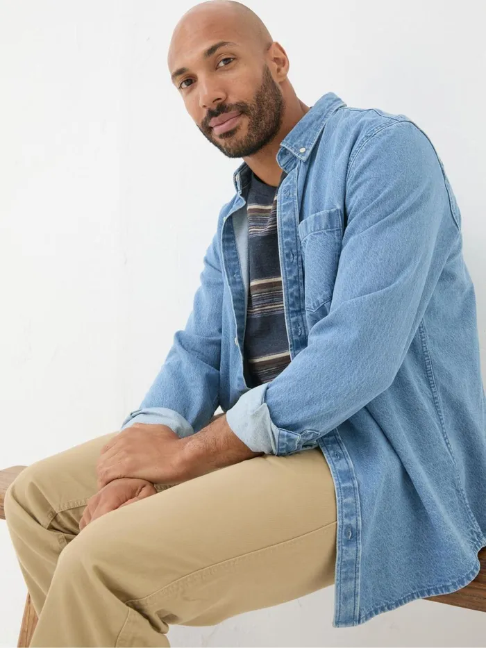 Fat Face Blue Denim Shirt Men Shirts
