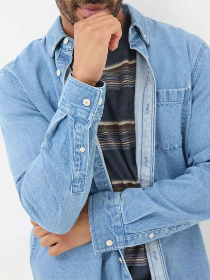 Fat Face Blue Denim Shirt Men Shirts