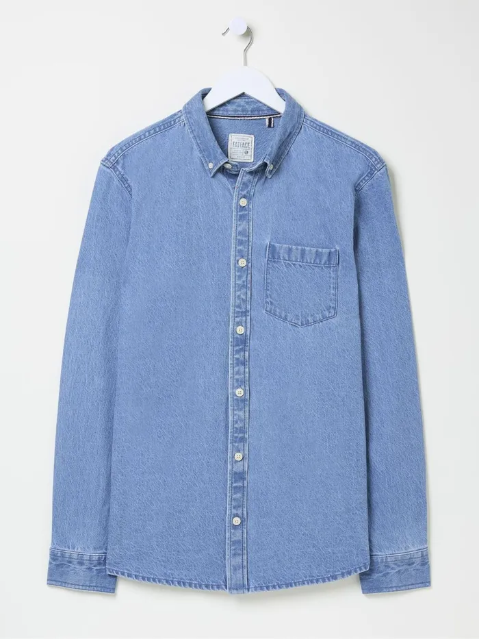 Fat Face Blue Denim Shirt Men Shirts