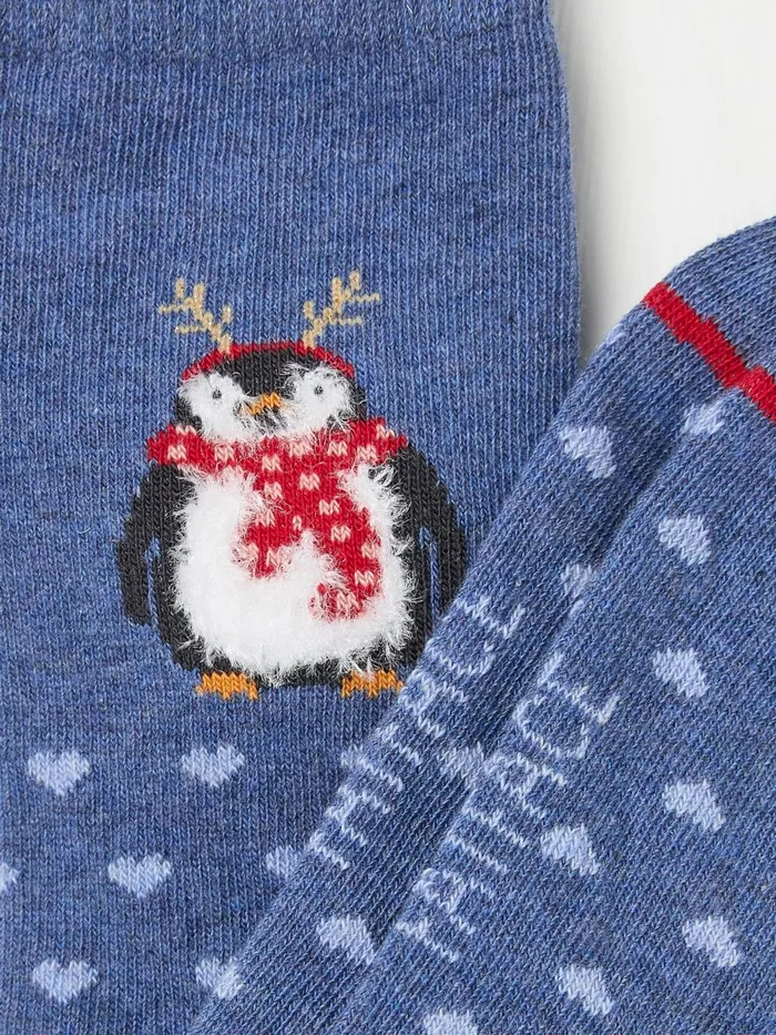 Fat Face Blue Fluffy Festive Penguin Socks 1 Pack Women Socks and Tights Fat Face Blue Fluffy Festive Penguin Socks 1 Pack Women Socks and Tights