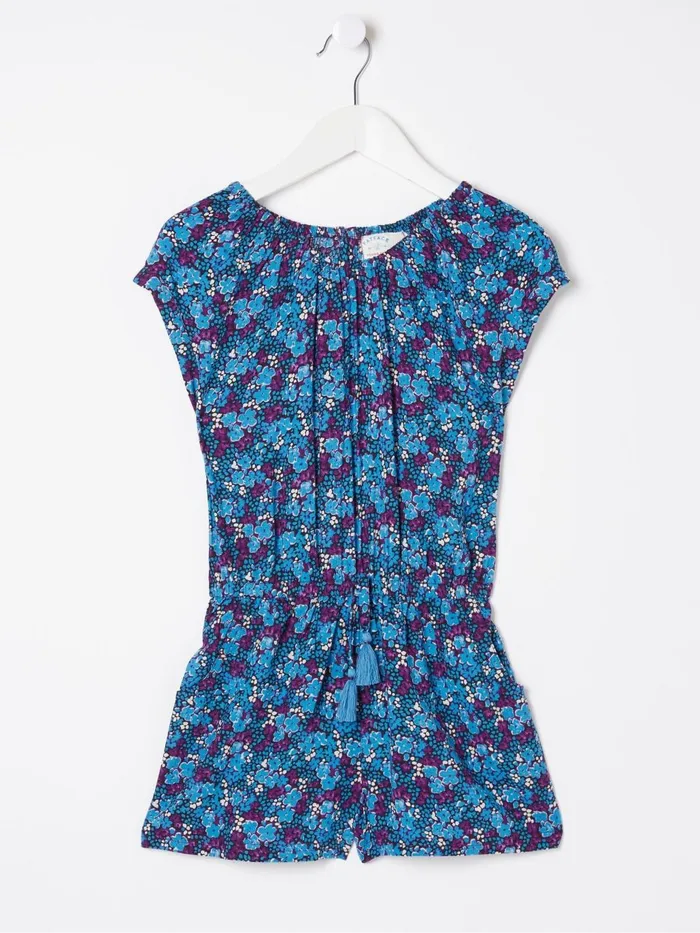 Fat Face Blue Ink Floral Printed Playsuit Kids Jumpsuits and Playsuits