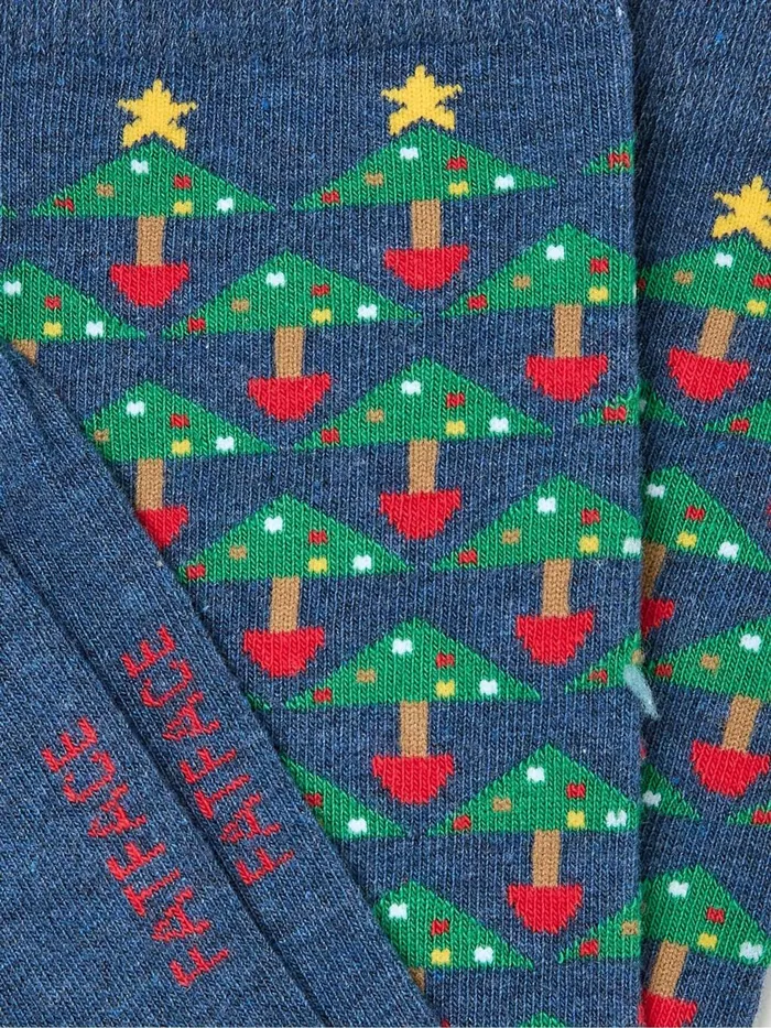 Fat Face Blue Navy Geo Tree Socks Men Socks
