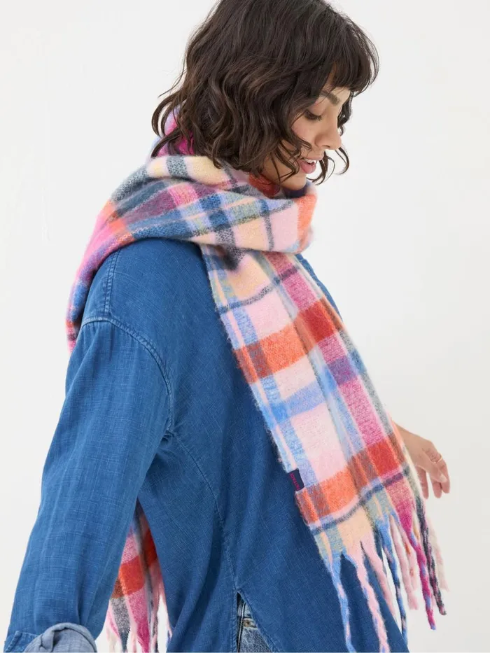 Fat Face Bright Multi Check Scarf Women Scarves