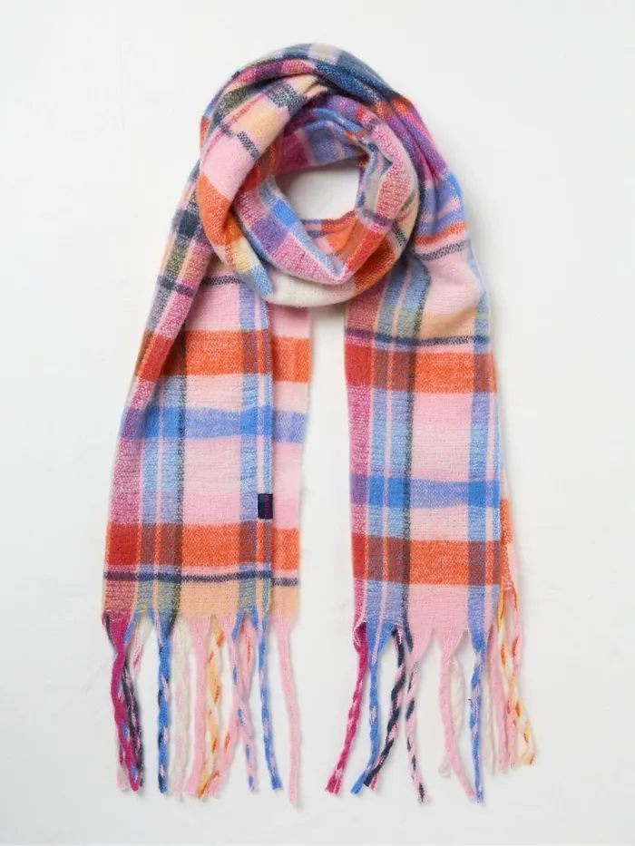 Fat Face Bright Multi Check Scarf Women Scarves