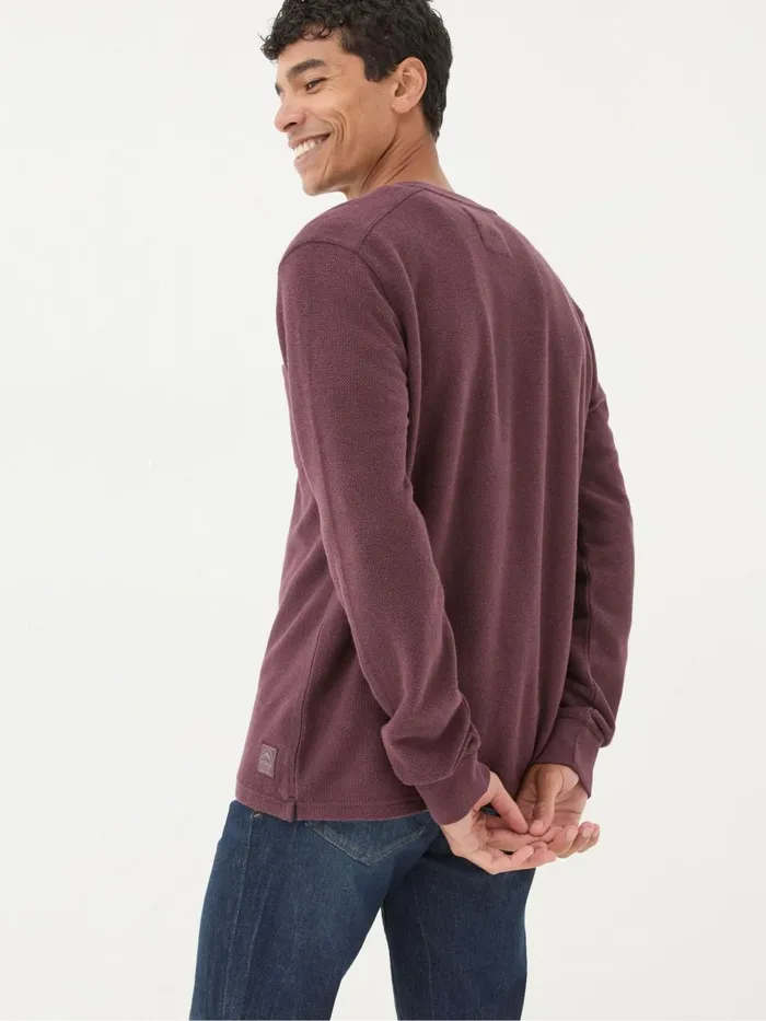 Fat Face Burgundy Red Southbourne Long Sleeve Henley TShirt Men TShirts