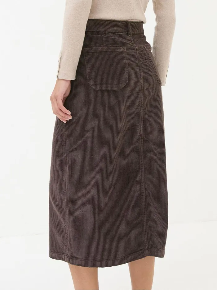 Fat Face Carla Dark Brown Cord Midi Skirt Women Skirts
