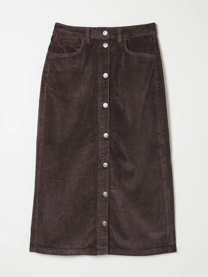 Fat Face Carla Dark Brown Cord Midi Skirt Women Skirts