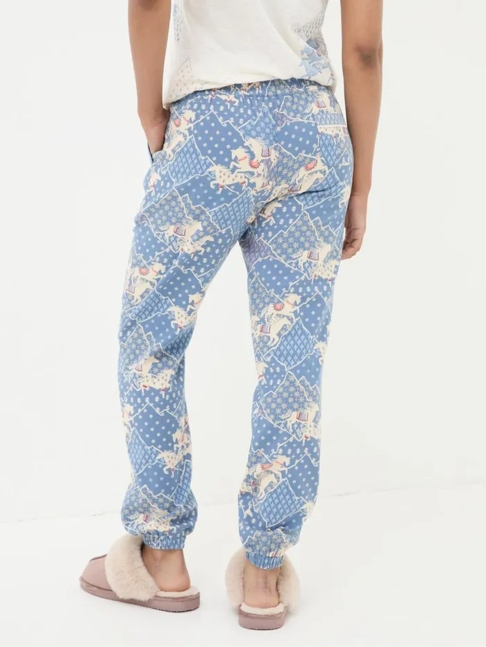 Fat Face Cora Blue Horse Pyjama Bottoms Women Pyjamas and Nightwear