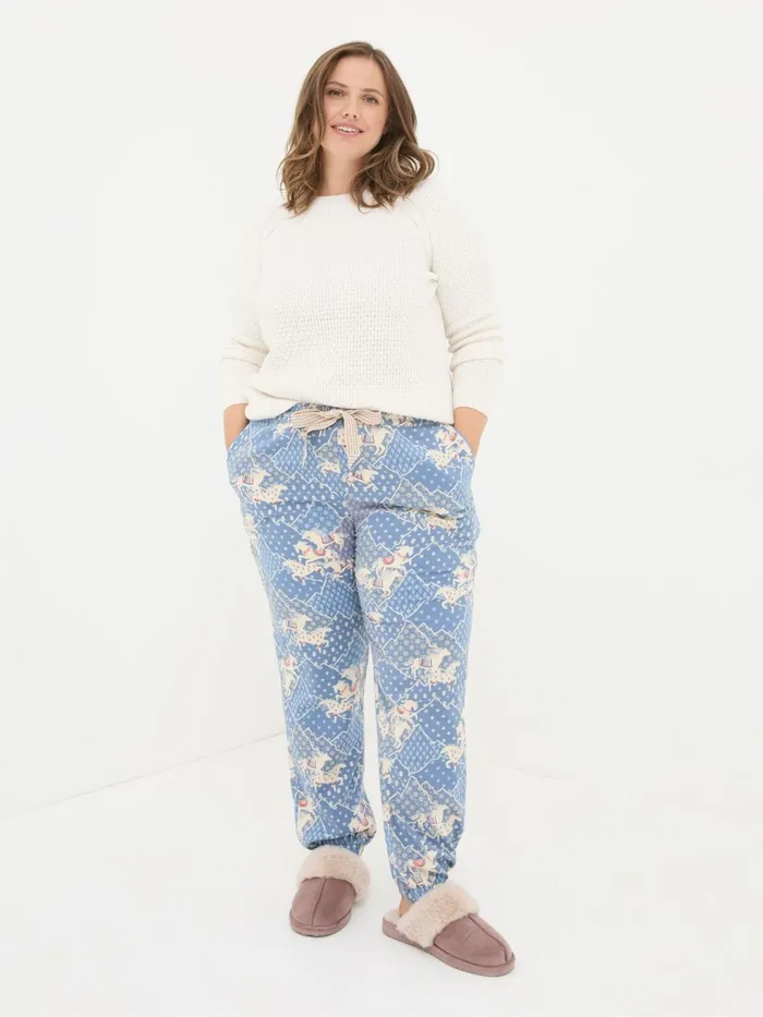 Fat Face Cora Blue Horse Pyjama Bottoms Women Pyjamas and Nightwear