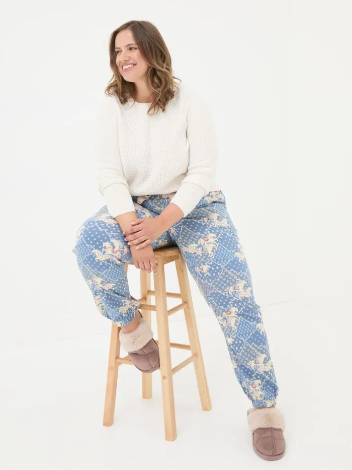 Fat Face Cora Blue Horse Pyjama Bottoms Women Pyjamas and Nightwear
