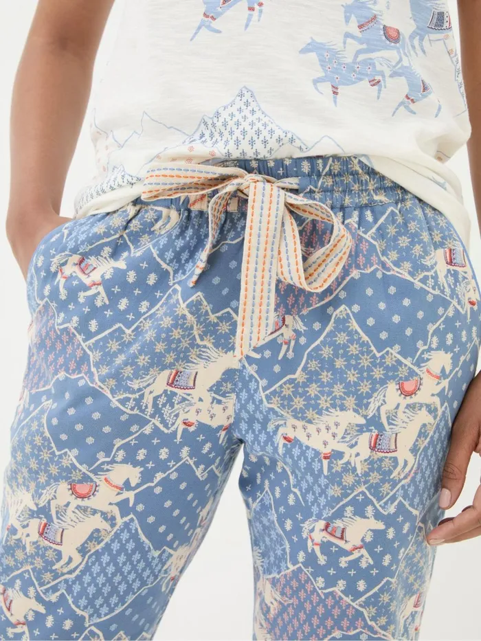 Fat Face Cora Blue Horse Pyjama Bottoms Women Pyjamas and Nightwear