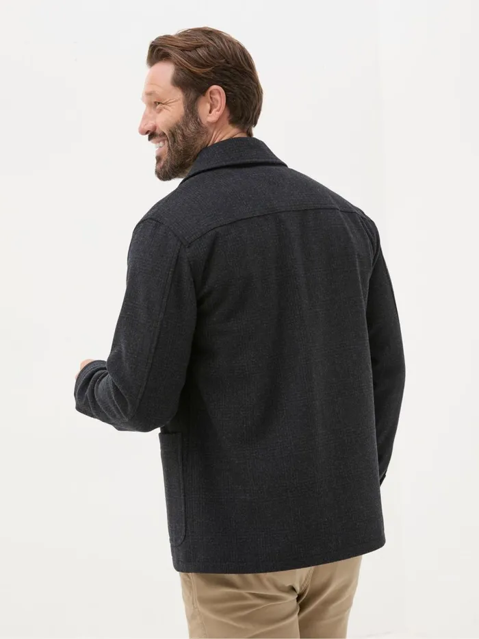 Fat Face Dark Grey Wool Check Worker Jacket Men Coats and Jackets