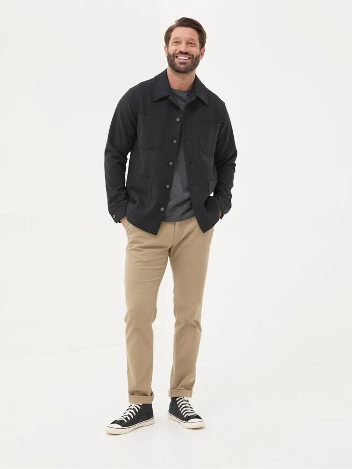 Fat Face Dark Grey Wool Check Worker Jacket Men Coats and Jackets