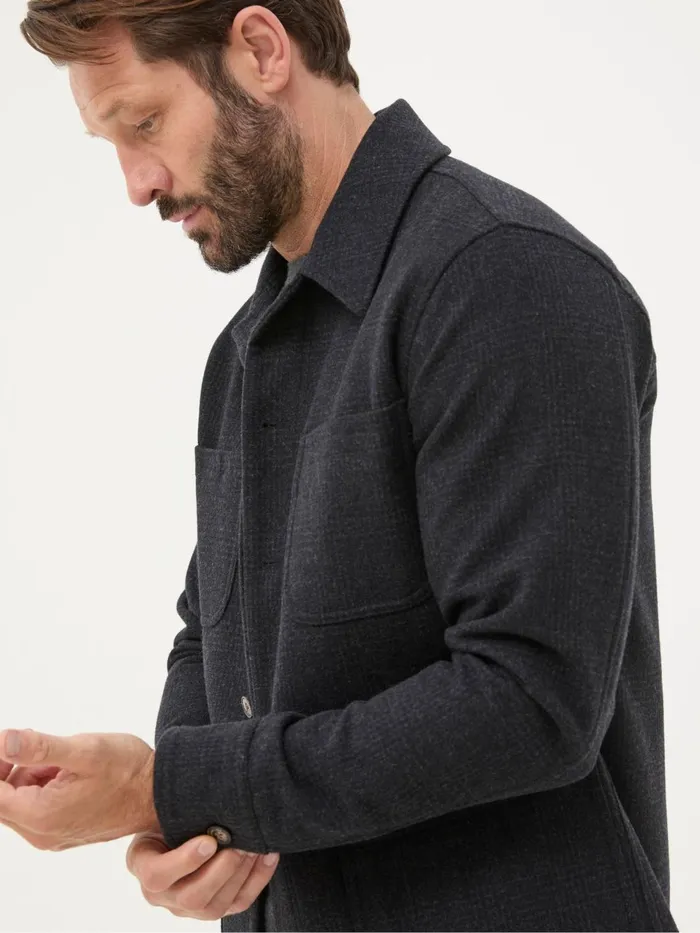 Fat Face Dark Grey Wool Check Worker Jacket Men Coats and Jackets