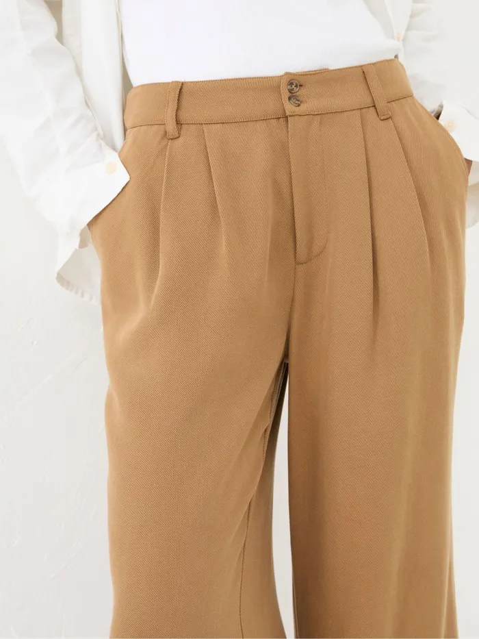 Fat Face Dark Natural Ginger Wide Leg Drape Trousers Women Trousers and Leggings