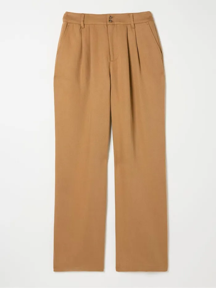 Fat Face Dark Natural Ginger Wide Leg Drape Trousers Women Trousers and Leggings