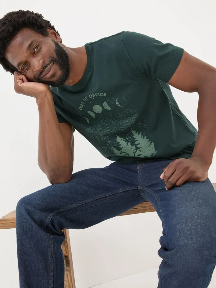 Fat Face Dark Teal 100 Cotton Discover Darkness Out Of Office TShirt Men TShirts Fat Face Dark Teal 100 Cotton Discover Darkness Out Of Office TShirt Men TShirts