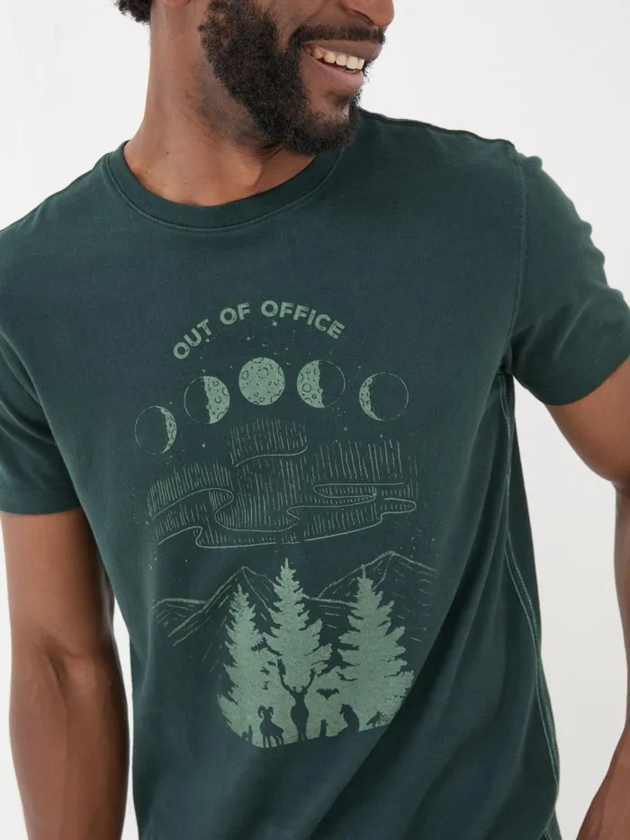 Fat Face Dark Teal 100 Cotton Discover Darkness Out Of Office TShirt Men TShirts Fat Face Dark Teal 100 Cotton Discover Darkness Out Of Office TShirt Men TShirts