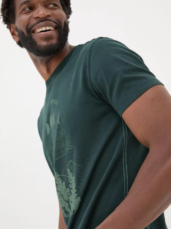 Fat Face Dark Teal 100 Cotton Discover Darkness Out Of Office TShirt Men TShirts Fat Face Dark Teal 100 Cotton Discover Darkness Out Of Office TShirt Men TShirts