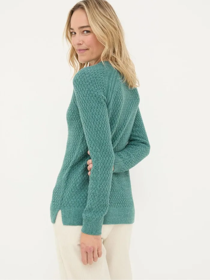 Fat Face Ella Turquoise Blue Textured Jumper Women Knitwear