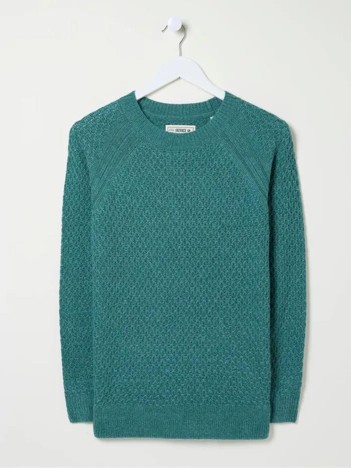 Fat Face Ella Turquoise Blue Textured Jumper Women Knitwear