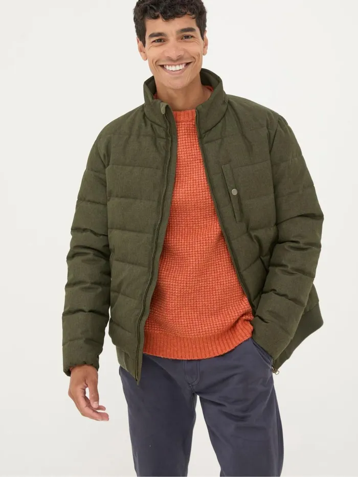 Fat Face Exmouth Khaki Green Quilted Jacket Men Coats and Jackets