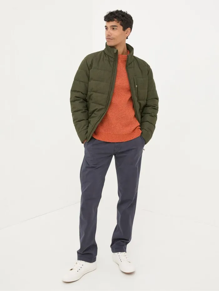 Fat Face Exmouth Khaki Green Quilted Jacket Men Coats and Jackets