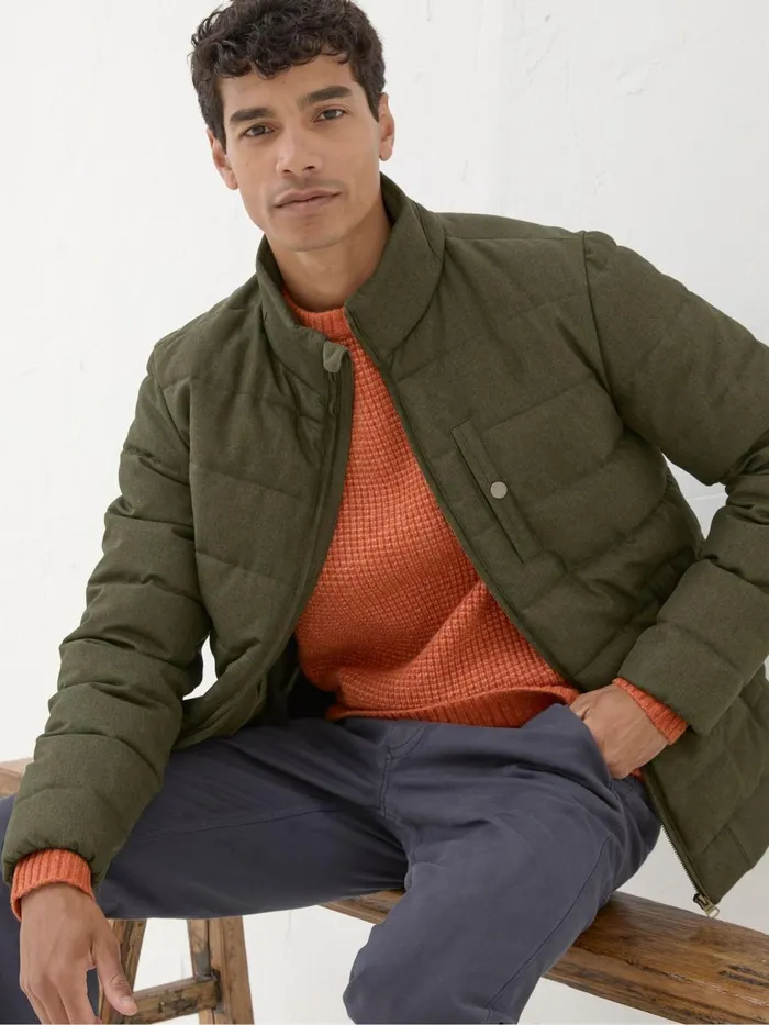 Fat Face Exmouth Khaki Green Quilted Jacket Men Coats and Jackets