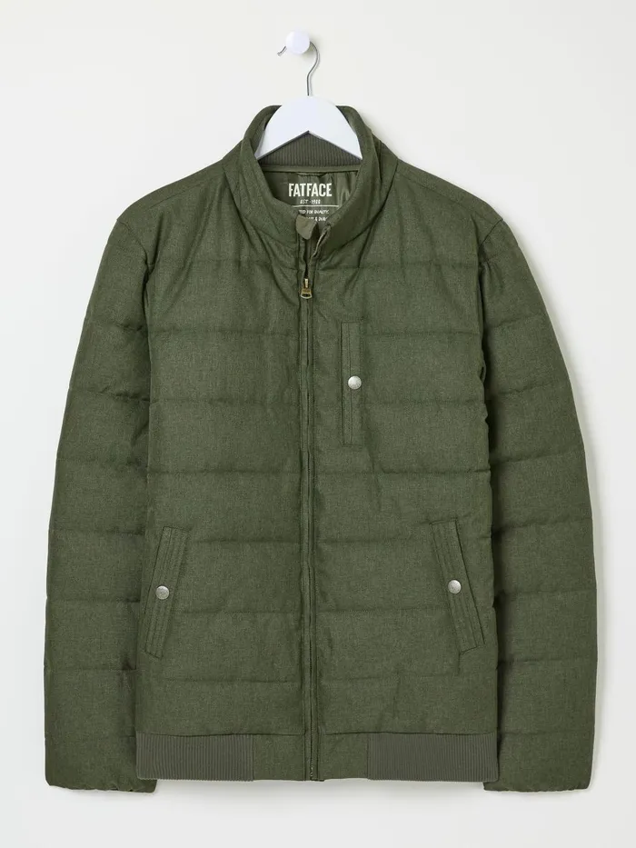 Fat Face Exmouth Khaki Green Quilted Jacket Men Coats and Jackets