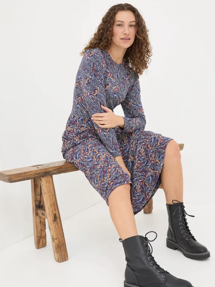 Fat Face Fia Dark Navy Batik Dress Women Dresses Fat Face Fia Dark Navy Batik Dress Women Dresses