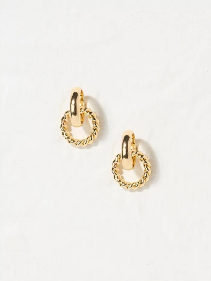 Fat Face Gold Tone Chain Drop Earrings Women Jewellery