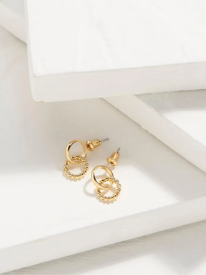 Fat Face Gold Tone Chain Drop Earrings Women Jewellery