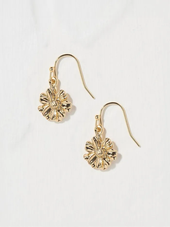 Fat Face Gold Tone Floral Drop Earrings Women Jewellery