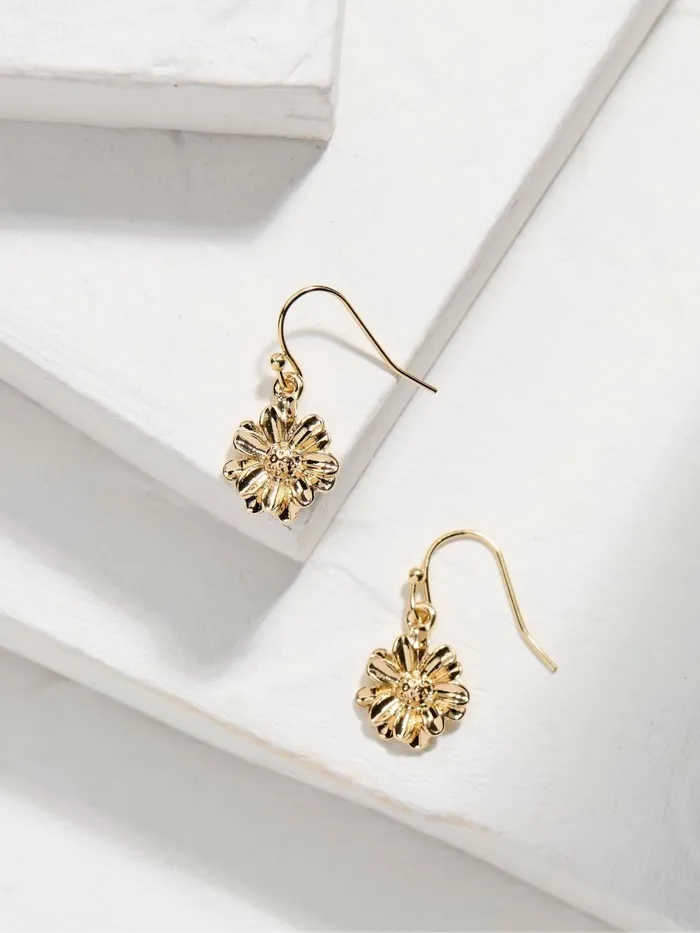 Fat Face Gold Tone Floral Drop Earrings Women Jewellery