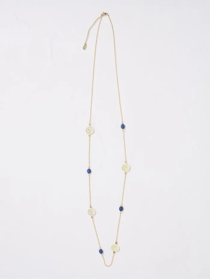 Fat Face Gold Tone Stone Disc Necklace Women Jewellery