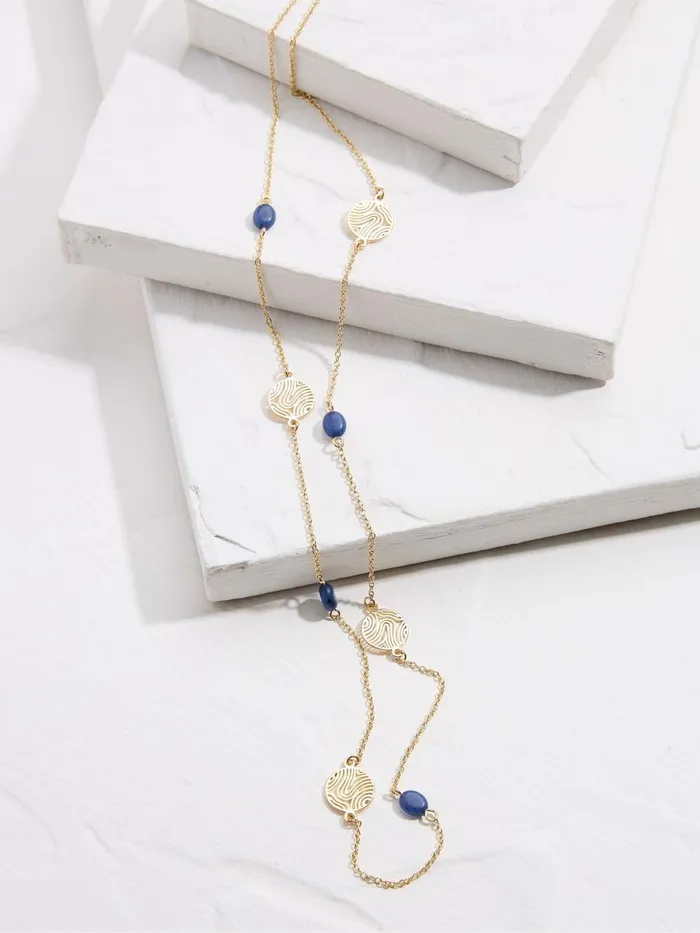 Fat Face Gold Tone Stone Disc Necklace Women Jewellery